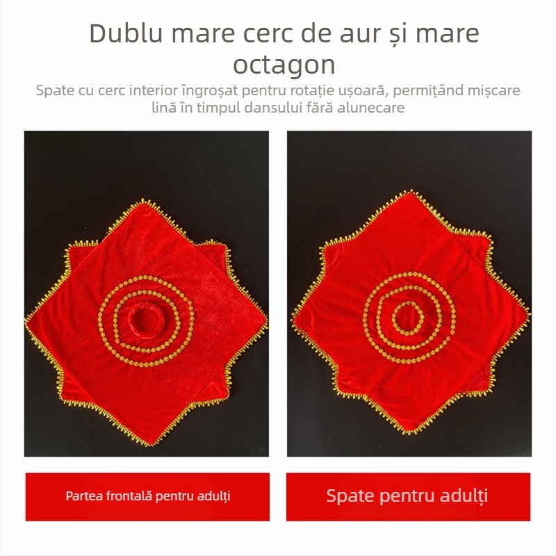 Batic din catifea cu floare, octagonal dublu-strat, pentru dansul popular nord-estic pe scenă (adulți)