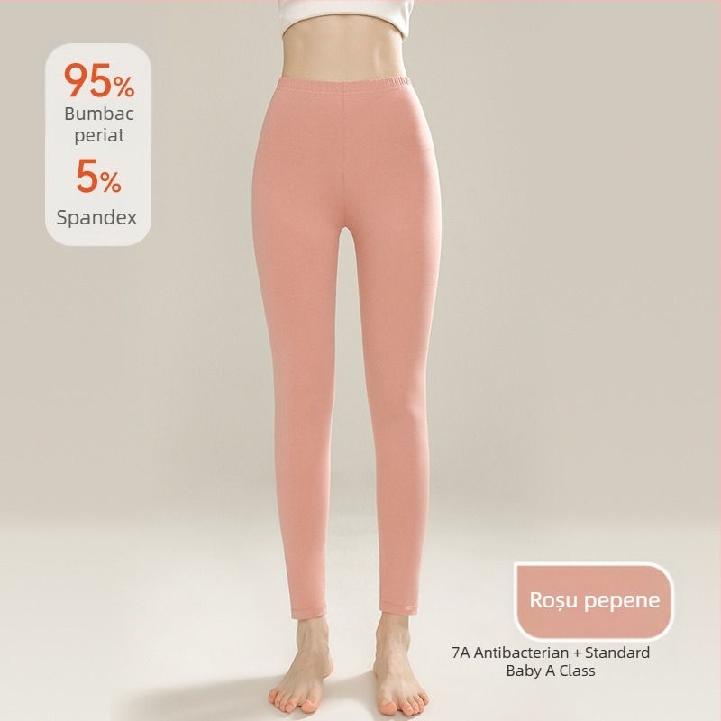 Pantaloni de toamnă pentru femei – bumbac 100%, antibacteriali, antiacarieni, talie înaltă, croială slim