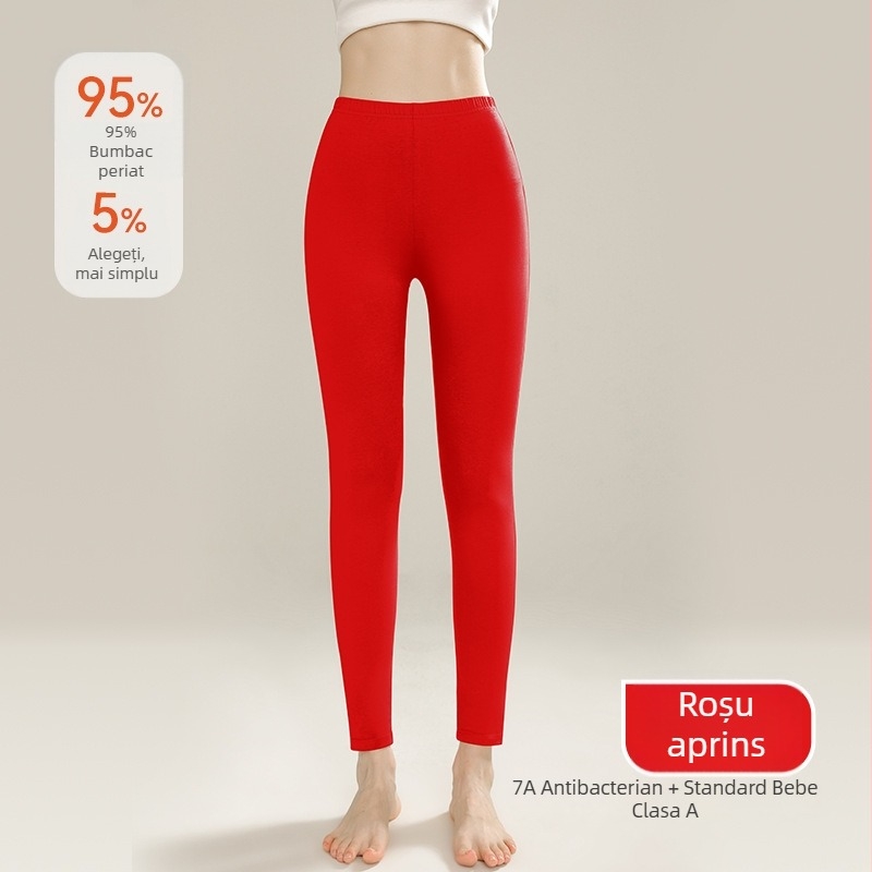 Pantaloni de toamnă pentru femei – bumbac 100%, antibacteriali, antiacarieni, talie înaltă, croială slim