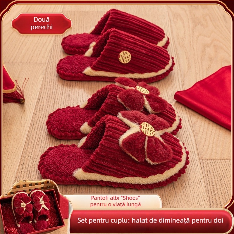 Papuci unisex de nuntă, din denim, talpă PVC, pentru cuplu