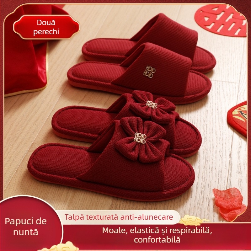 Papuci unisex de nuntă, din denim, talpă PVC, pentru cuplu