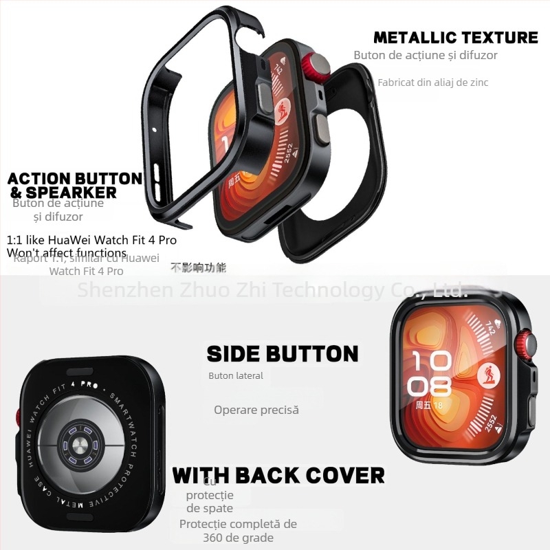 Carcasă pentru ceas Huawei Fit4/4Pro | aliaj de zinc, construcție semi-metalică, Zhuo zhizhi