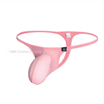 Chiloți thong pentru bărbați, din plasă respirabilă, cu buzunar din Spandex (50–70%), talie joasă