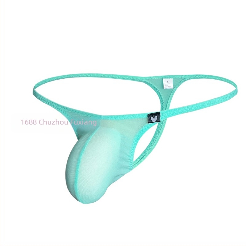 Chiloți thong pentru bărbați, din plasă respirabilă, cu buzunar din Spandex (50–70%), talie joasă