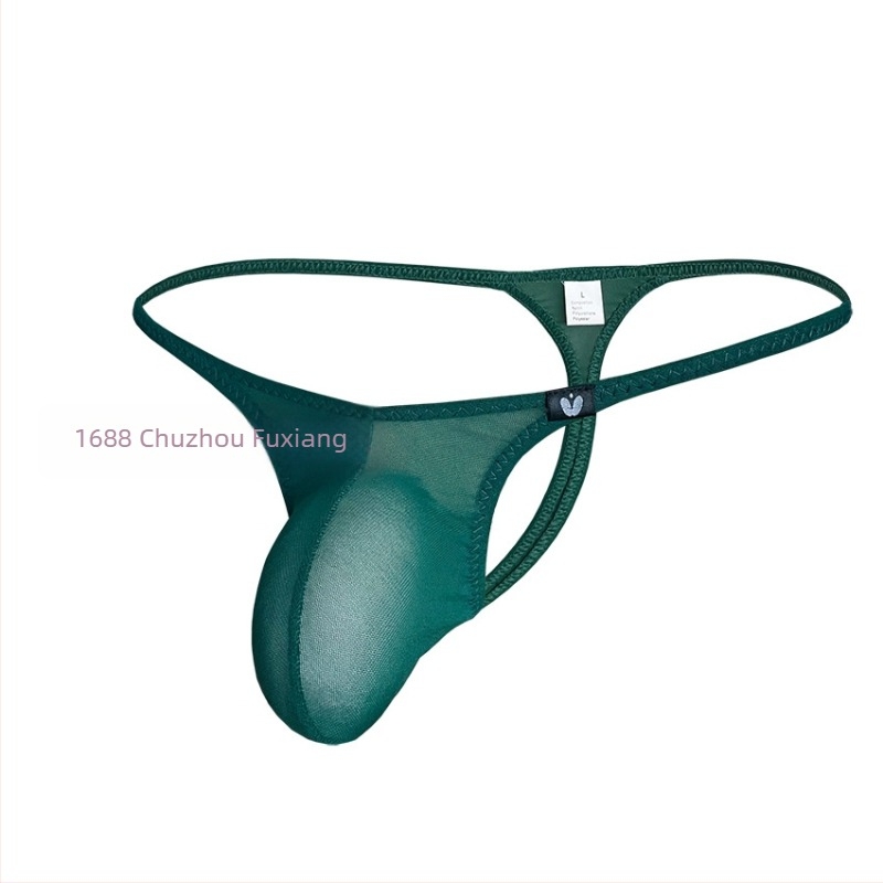 Chiloți thong pentru bărbați, din plasă respirabilă, cu buzunar din Spandex (50–70%), talie joasă