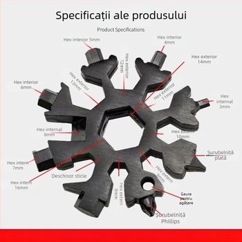 Snowflake Unealtă multifuncțională cu șurubelniță mini hexagonală și octagonală, cardă de instrumente portabilă, oțel Cr-V