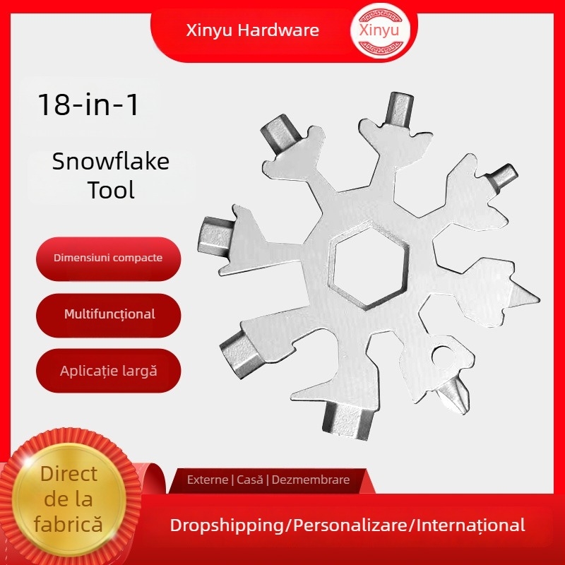 Snowflake Unealtă multifuncțională cu șurubelniță mini hexagonală și octagonală, cardă de instrumente portabilă, oțel Cr-V