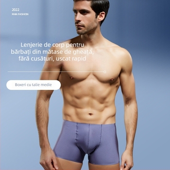 Boxeri bărbați 85% nylon – talie medie, culoare uni, căptușeală inghinală 80–90% nylon, stil în formă U