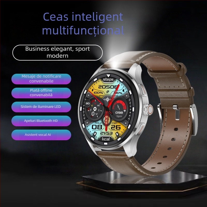 Ceas inteligent cu ecran AMOLED, convorbiri Bluetooth, monitorizare ritm cardiac, tensiune arterială și saturație de oxigen