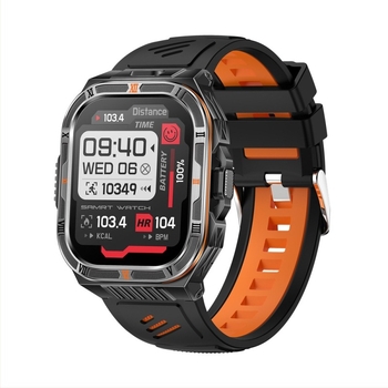 HT38 Ceas inteligent cu apeluri Bluetooth, lanternă, busolă, monitorizare ritm cardiac și pedometru (display IPS; încărcare magnetică; baterie 1100mAh)