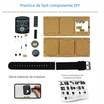 Set DIY LED ceas – ceas cu microcontroler și placă de circuite pentru lipire, Core Storm