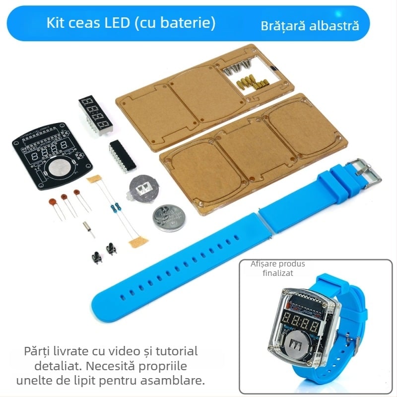 Set DIY LED ceas – ceas cu microcontroler și placă de circuite pentru lipire, Core Storm