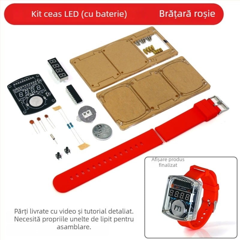 Set DIY LED ceas – ceas cu microcontroler și placă de circuite pentru lipire, Core Storm
