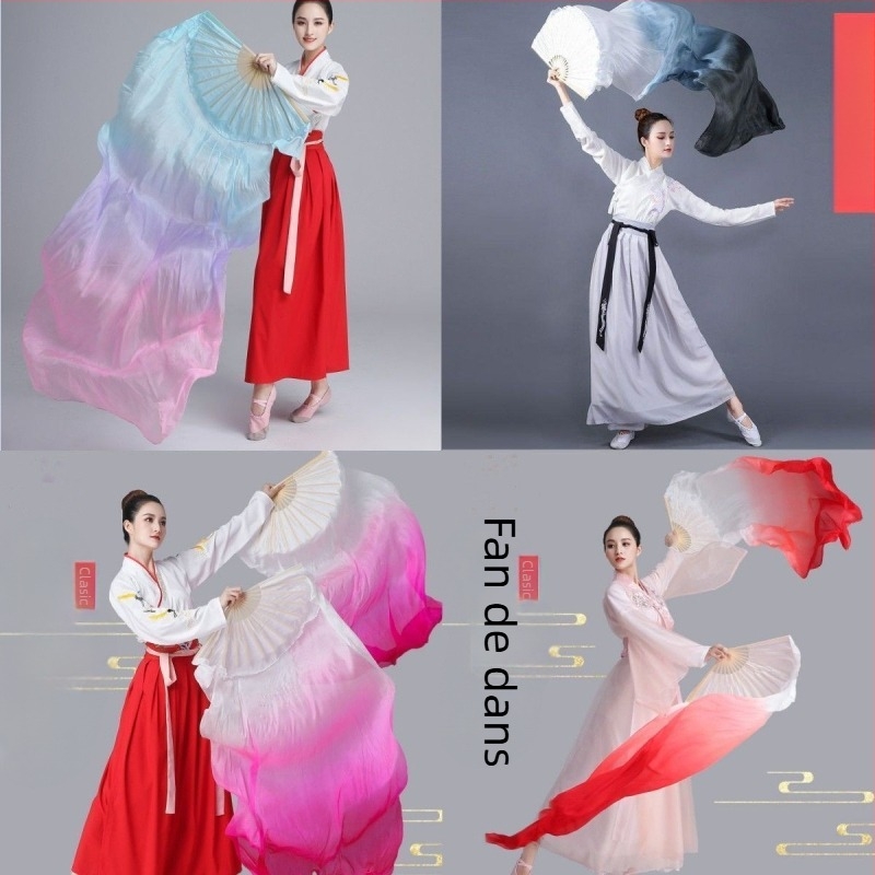 Fan de dans pătrat din mătase, model gradient pentru dans Yangko (Brand: Unique; În stoc; Vara 2021)