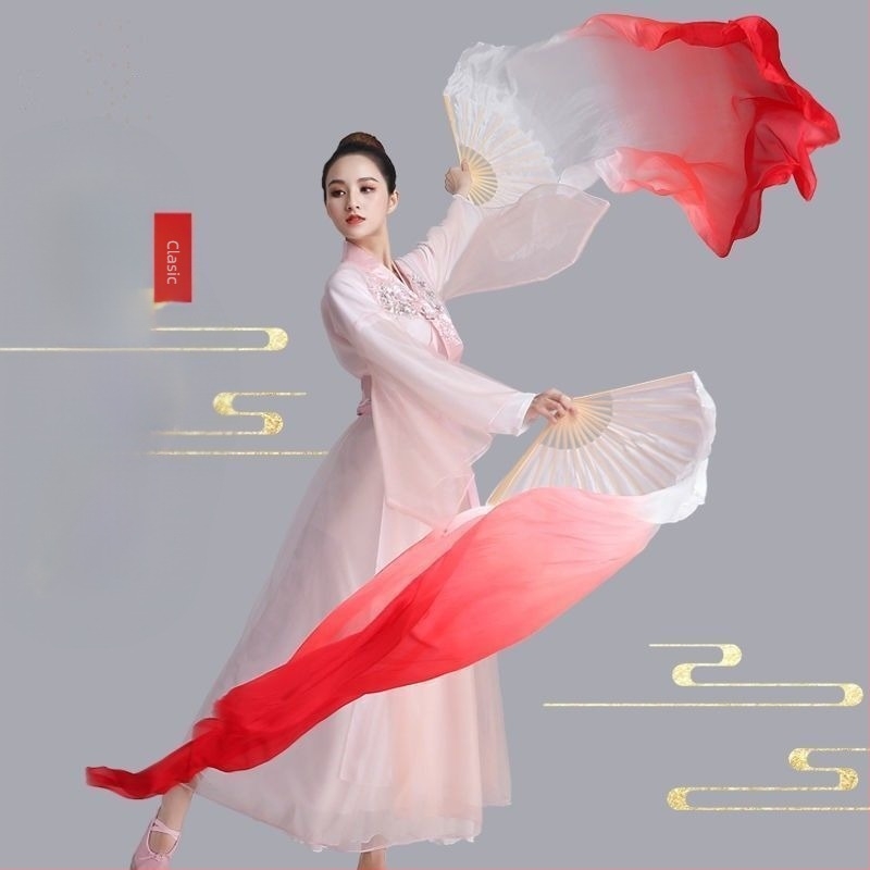 Fan de dans pătrat din mătase, model gradient pentru dans Yangko (Brand: Unique; În stoc; Vara 2021)