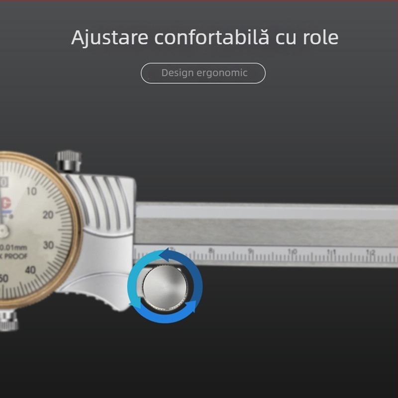 Guilin Guanglu Caliper cu cadran, cu două sensuri, rezistent la șocuri, cu ceas, precizie înaltă, 0-300mm