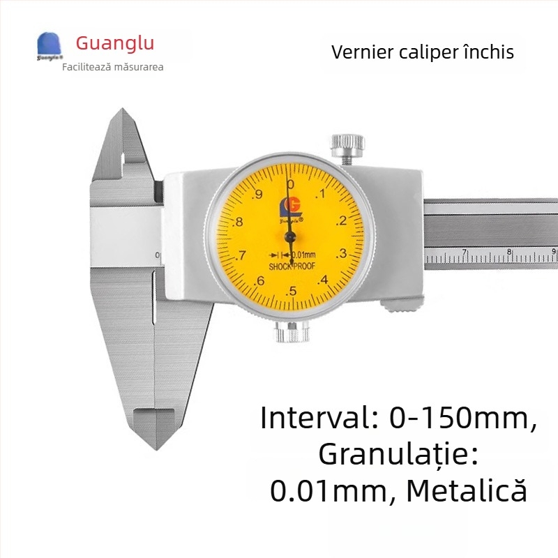 Guilin Guanglu Caliper cu cadran, cu două sensuri, rezistent la șocuri, cu ceas, precizie înaltă, 0-300mm
