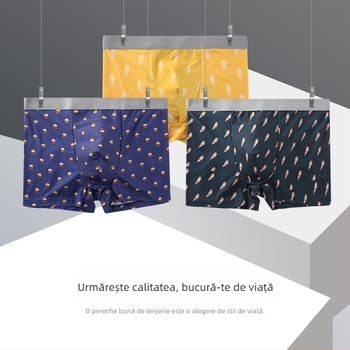 Boxeri pentru bărbați, talie medie, respirabili, antibacterieni, poliester tricotat 41-50D