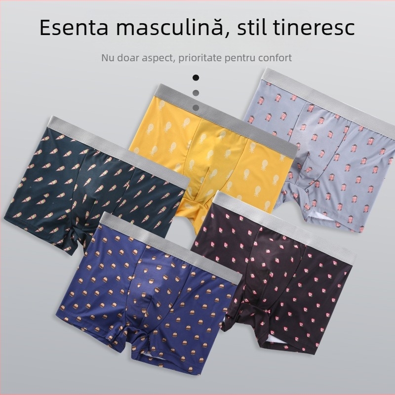 Boxeri pentru bărbați, talie medie, respirabili, antibacterieni, poliester tricotat 41-50D