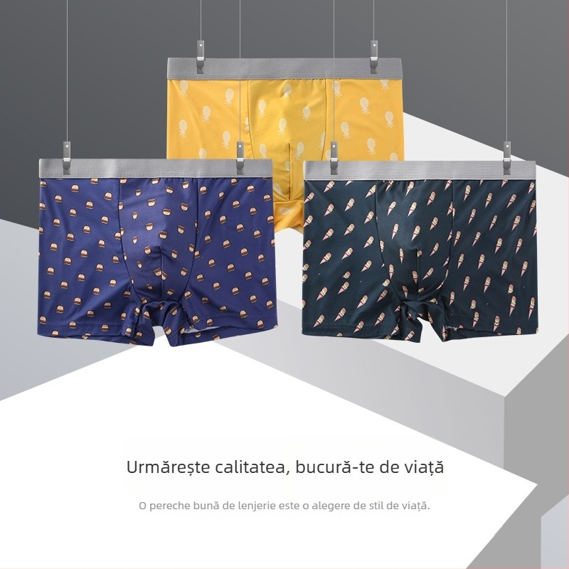 Boxeri pentru bărbați, talie medie, respirabili, antibacterieni, poliester tricotat 41-50D