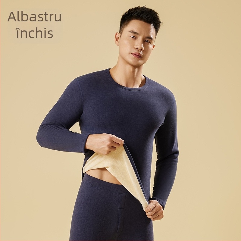 Set termic din fleece, căptușit, fără cusături, țesătură poliesterică extra groasă 301–350 g/m², guler rotund, mâneci lungi și pantaloni, unisex, pentru tineri 18–40 ani