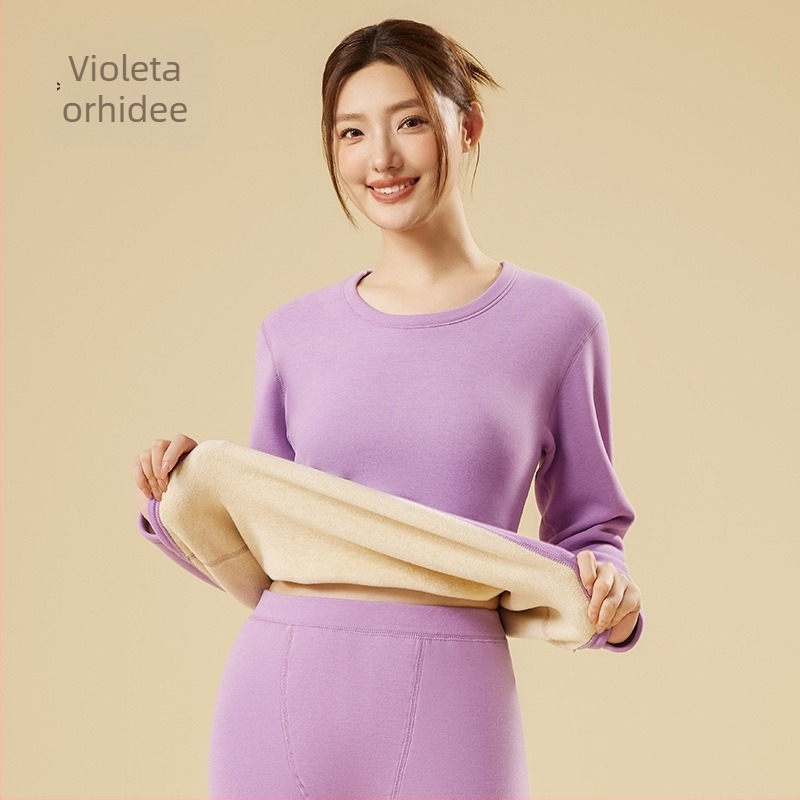 Set termic din fleece, căptușit, fără cusături, țesătură poliesterică extra groasă 301–350 g/m², guler rotund, mâneci lungi și pantaloni, unisex, pentru tineri 18–40 ani
