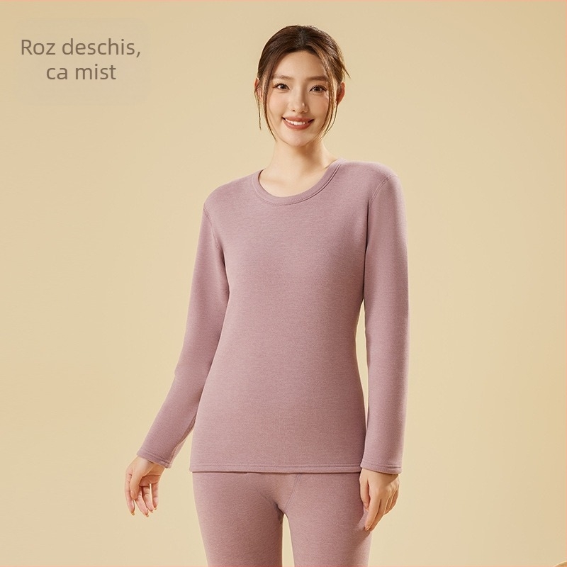 Set termic din fleece, căptușit, fără cusături, țesătură poliesterică extra groasă 301–350 g/m², guler rotund, mâneci lungi și pantaloni, unisex, pentru tineri 18–40 ani