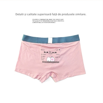 Boxeri din bumbac pentru cuplu, imprimeu desen animat, talie medie, respirabili, căptușeală din modal