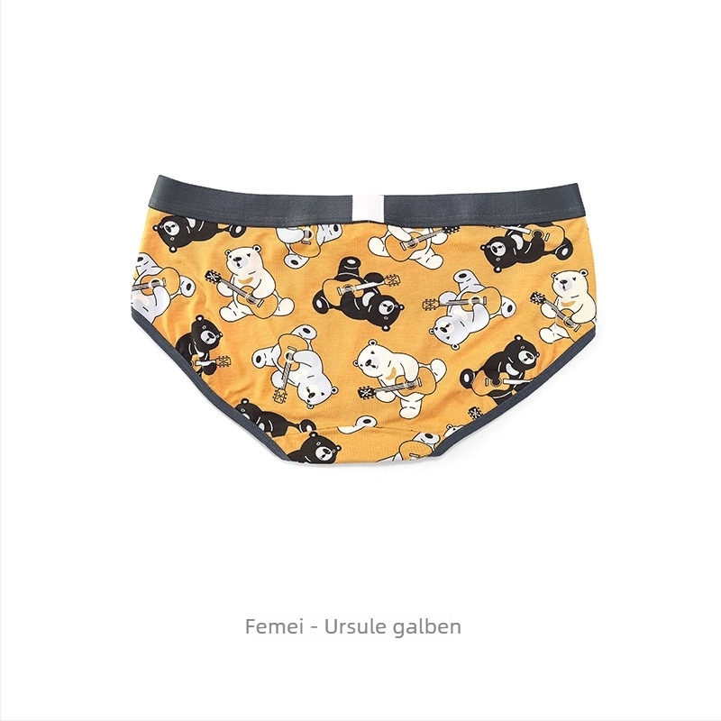 Boxeri din bumbac pentru cuplu, imprimeu desen animat, talie medie, respirabili, căptușeală din modal