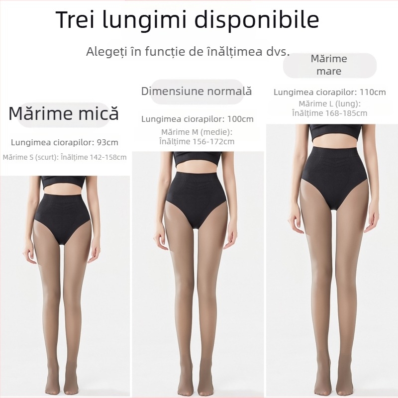 Colanți pentru femei din nylon – ridicare și modelare, uni, căptuțiți cu fleece, lungime integrală