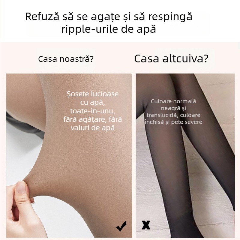Colanți pentru femei din nylon – ridicare și modelare, uni, căptuțiți cu fleece, lungime integrală