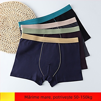 Boxer pentru bărbați din bumbac, talie înaltă, respirabile, 90-95% bumbac, model solid