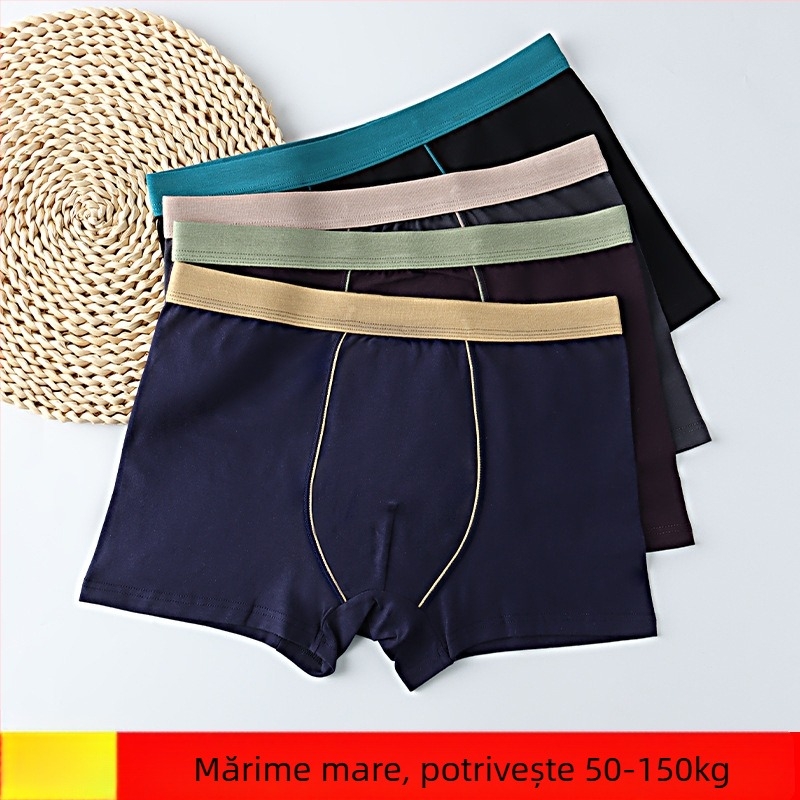 Boxer pentru bărbați din bumbac, talie înaltă, respirabile, 90-95% bumbac, model solid