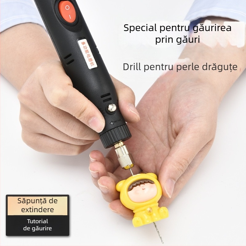 Bormașină electrică mini 12V cu reglaj continuu al vitezei, motor cu perii, alimentare la priză, mandrină universală, fără direcție înainte-înapoi