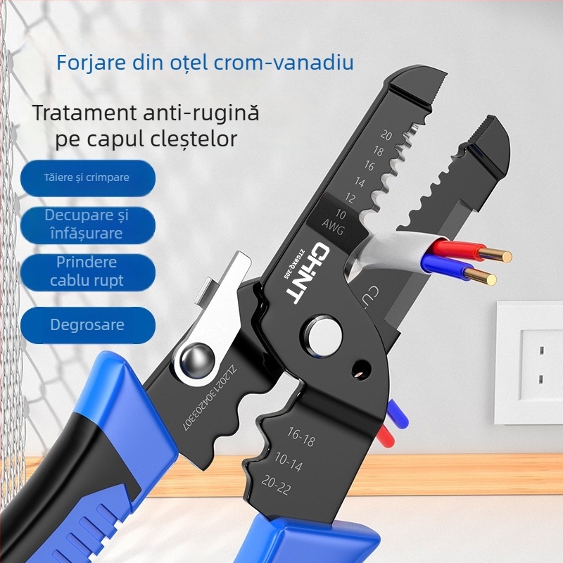 Chint Clește pentru dezizarea cablurilor – Multifuncțional profesional pentru dezizare, crimpare, tăiere; Forma: dezizator cabluri; Greutate: 0.11