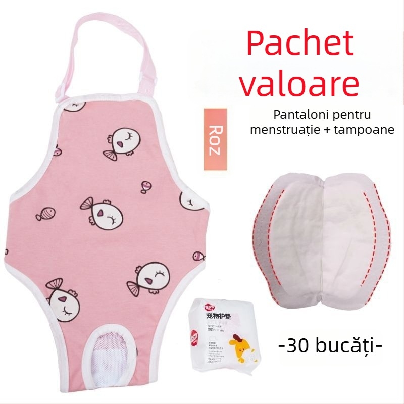 Pantaloni fiziologici pentru femelele câinilor - exterior mătase, căptușeală din blană de iepure, talie medie, funcție fiziologică