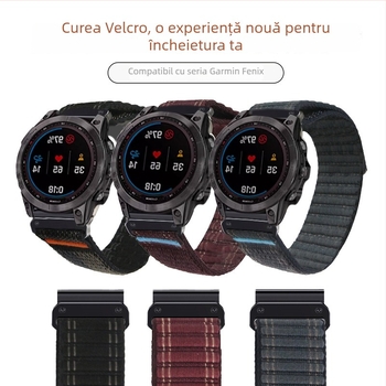 Brățară Garmin din nylon pentru Fenix 8/E – închidere Velcro, eliberare rapidă