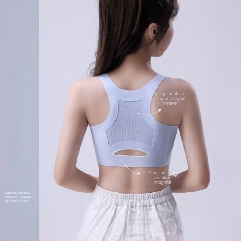 Sutien sport pentru femei, material ice silk, material principal: mătase, conținut de mătase sub 30%, model cu potrivire în culoare, stil Royal Sister Wind
