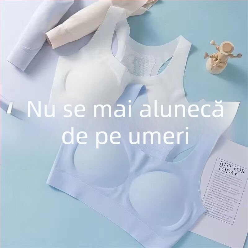 Sutien sport pentru femei, material ice silk, material principal: mătase, conținut de mătase sub 30%, model cu potrivire în culoare, stil Royal Sister Wind