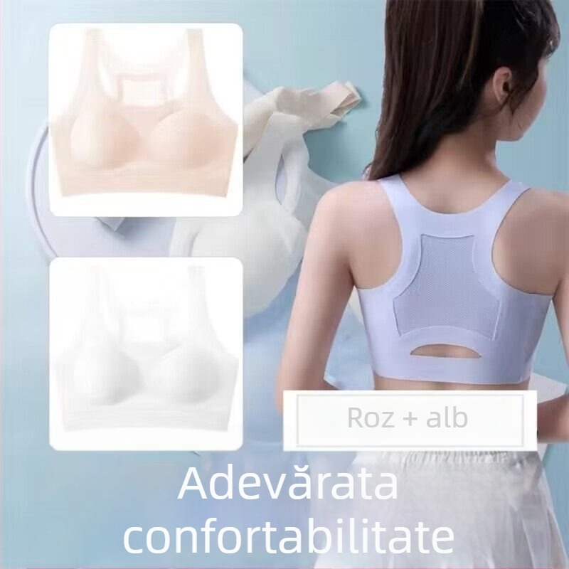 Sutien sport pentru femei, material ice silk, material principal: mătase, conținut de mătase sub 30%, model cu potrivire în culoare, stil Royal Sister Wind