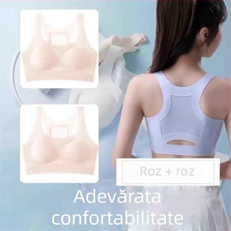Sutien sport pentru femei, material ice silk, material principal: mătase, conținut de mătase sub 30%, model cu potrivire în culoare, stil Royal Sister Wind