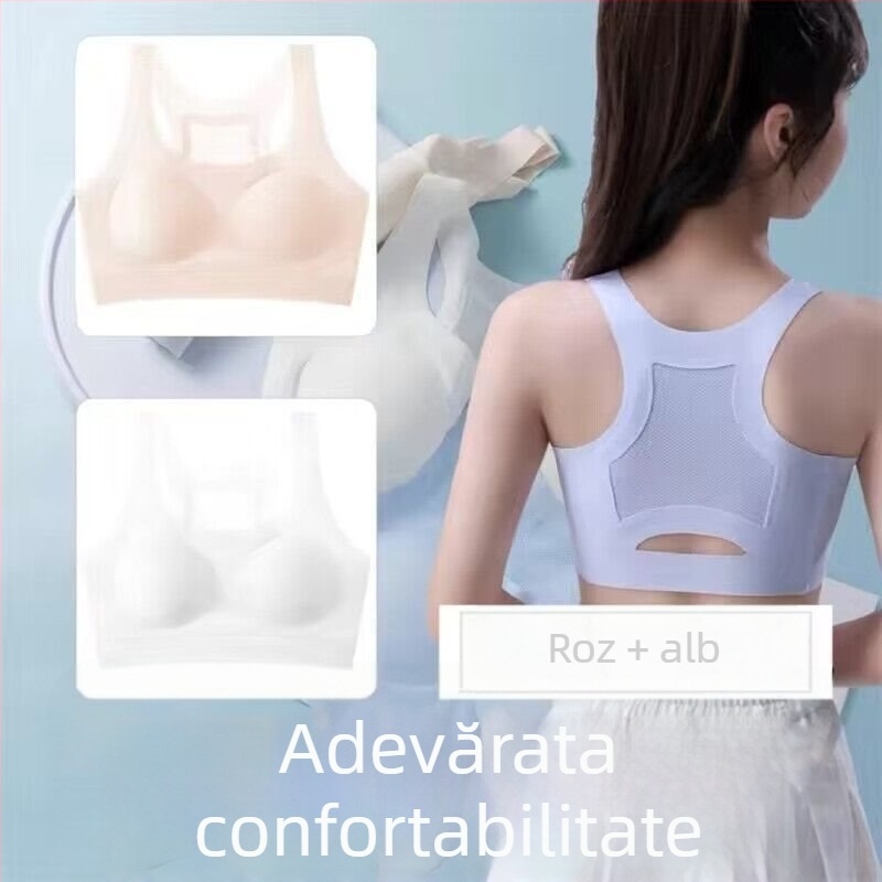 Sutien sport pentru femei, material ice silk, material principal: mătase, conținut de mătase sub 30%, model cu potrivire în culoare, stil Royal Sister Wind