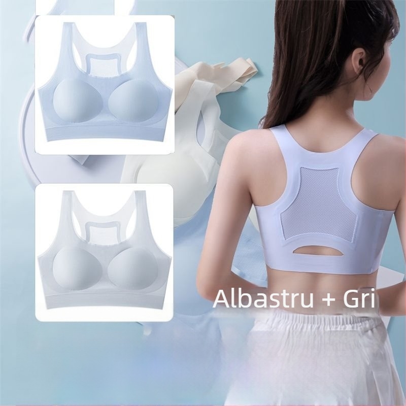 Sutien sport pentru femei, material ice silk, material principal: mătase, conținut de mătase sub 30%, model cu potrivire în culoare, stil Royal Sister Wind