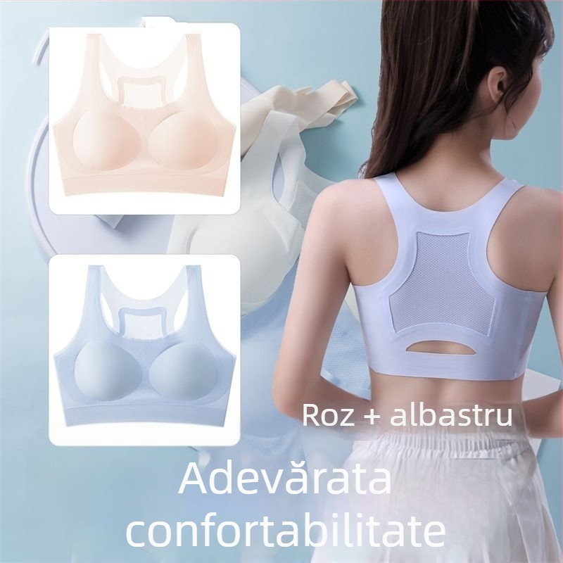 Sutien sport pentru femei, material ice silk, material principal: mătase, conținut de mătase sub 30%, model cu potrivire în culoare, stil Royal Sister Wind