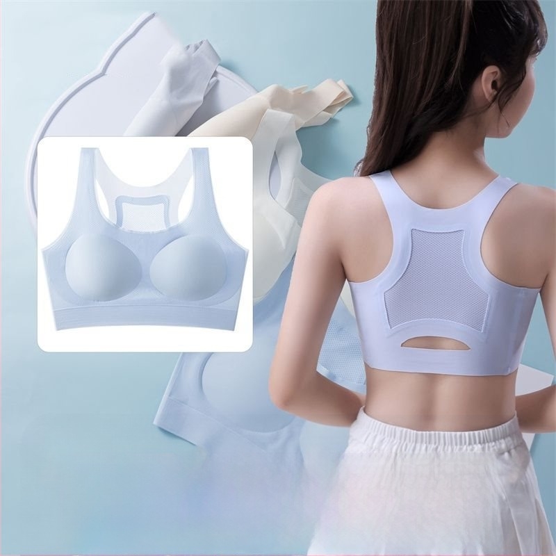 Sutien sport pentru femei, material ice silk, material principal: mătase, conținut de mătase sub 30%, model cu potrivire în culoare, stil Royal Sister Wind