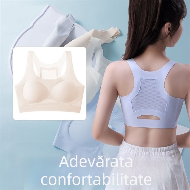 Sutien sport pentru femei, material ice silk, material principal: mătase, conținut de mătase sub 30%, model cu potrivire în culoare, stil Royal Sister Wind