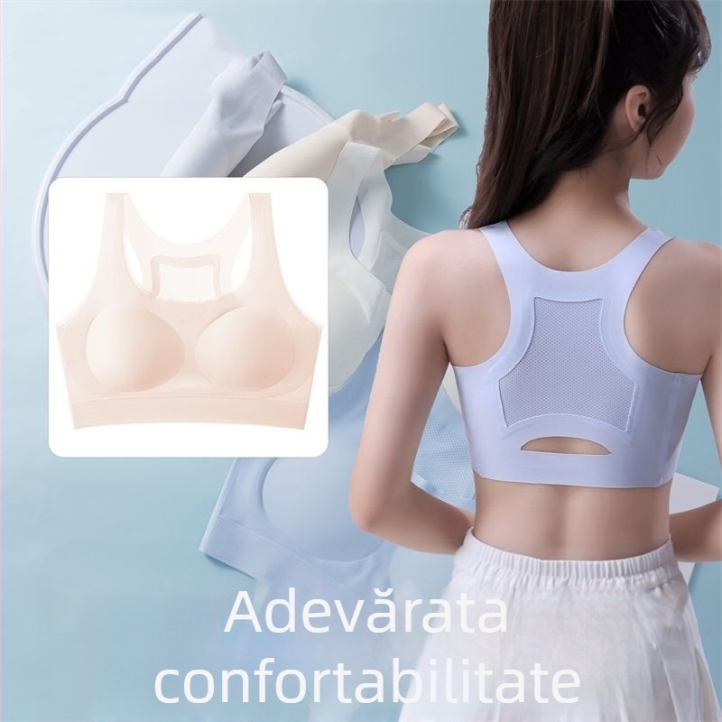 Sutien sport pentru femei, material ice silk, material principal: mătase, conținut de mătase sub 30%, model cu potrivire în culoare, stil Royal Sister Wind