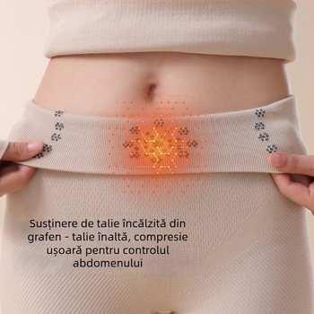 Set termic shapewear pentru femei – material nylon 201-250 g/m², fără cusături, top cu mânecă lungă și pantaloni, model uni, strat de bază pentru încălzire și remodelare corp