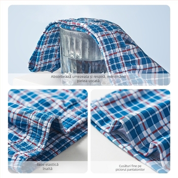 Boxer bărbați din bumbac, respirabili, talie medie, model în nuanțe asortate cu dungi/plaid, 95–100% bumbac, potriviți pentru toate anotimpurile.