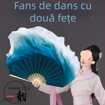 Fan de dans cu două fețe, textură asemănătoare mătăsii, finisaj gradient, design inspirat de caligrafie în stil etnic clasic (vara 2021)